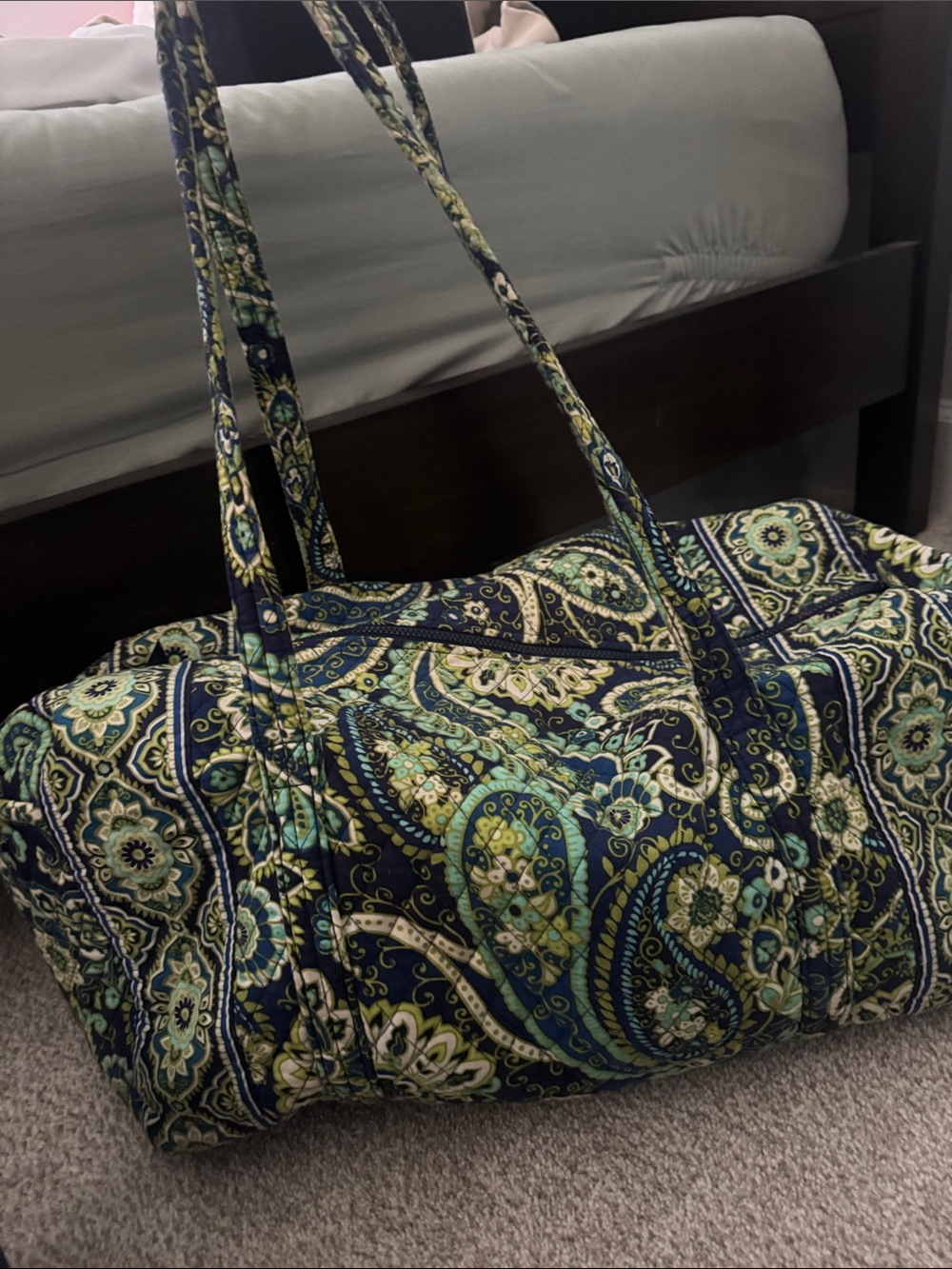 Vera Bradley Navy Paisley Quilted Travel Duffel